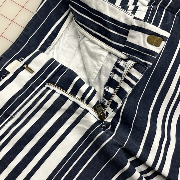 CASLON Navy/White Cotton 4 Pocket Nautical Stripe Beachy Picnic Preppy Shorts 0 - Picture 5 of 14